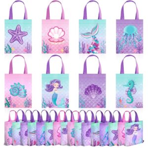 photect 32 pcs mermaid party favor bags under the sea party goodie bags marine sea animals treat bags reusable mermaid theme non woven tote bags for girls birthday ocean party baby shower supplies