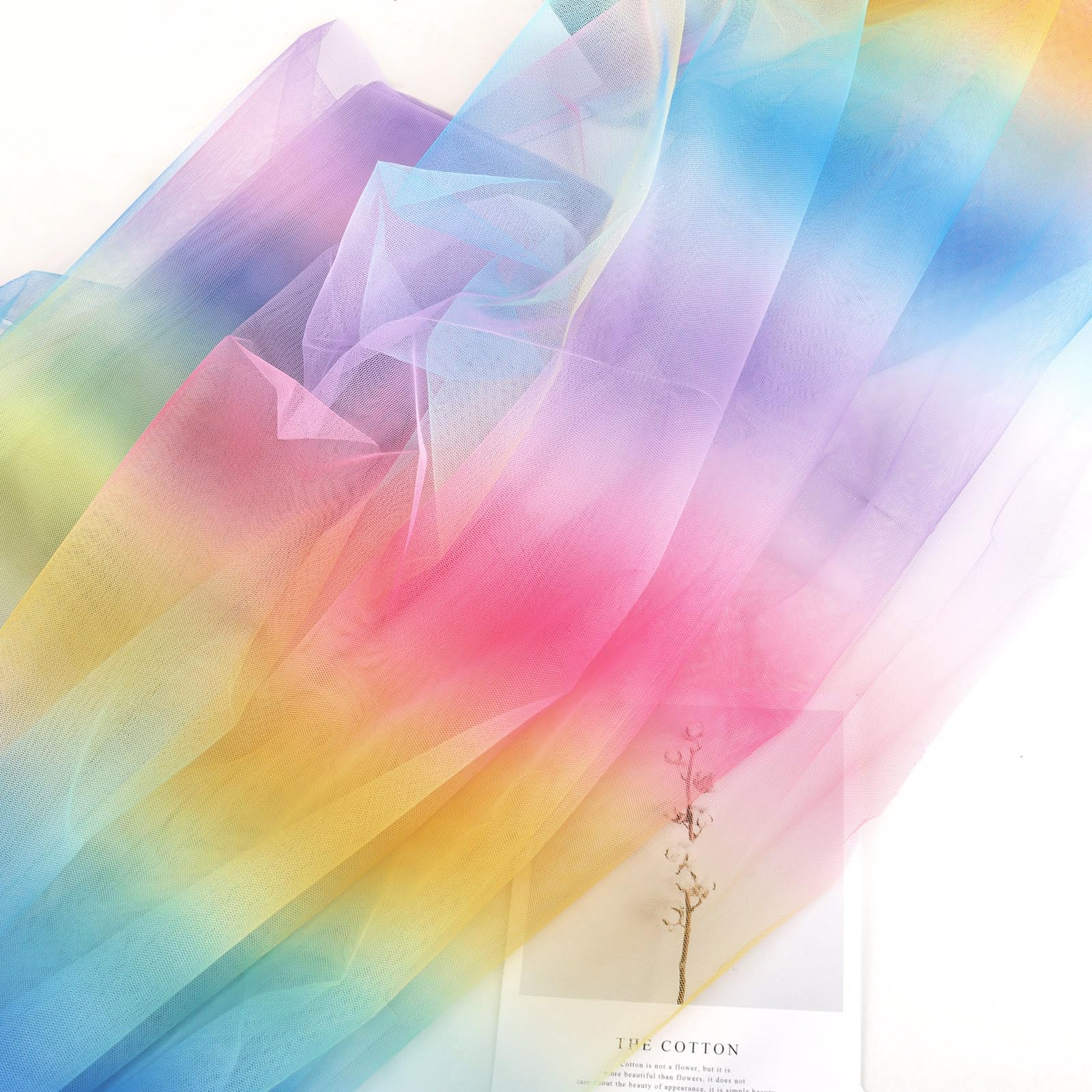 HAVII 63" × 8yard Rainbow Tulle Fabric Rolls Sheer Tulle Ribbon Netting Fabric Gradient Tulle Bolt Spool for Table Tutu Skirt Dress DIY Birthday Party Baby Shower Decorations