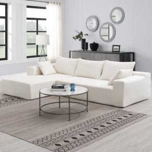 p purlove modern sectional sofas for living room, modular l-shape couch, upholstered sleeper sofa for bedroom, salon, 2 pc free combination, beige