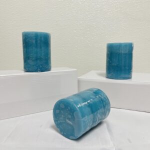 FLAVCHARM 3 Pack Green Candles (Slightly Deformed) - Ocean Breeze Scented Pillar Candles 3 x 4 Inch