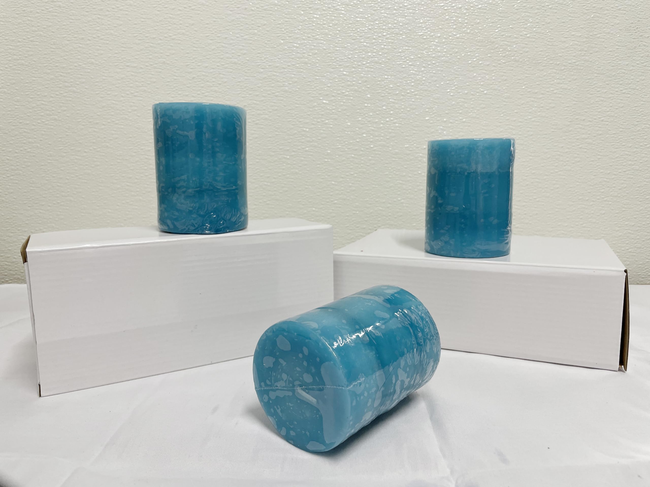 FLAVCHARM 3 Pack Green Candles (Slightly Deformed) - Ocean Breeze Scented Pillar Candles 3 x 4 Inch