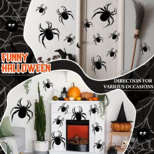 BBTO 48 Pieces Halloween Spider Wall Decor DIY Mirror 3D Spider Stickers Removable Spider Decals for Home Nursery Classroom Bedroom Bathroom Living Room Decor