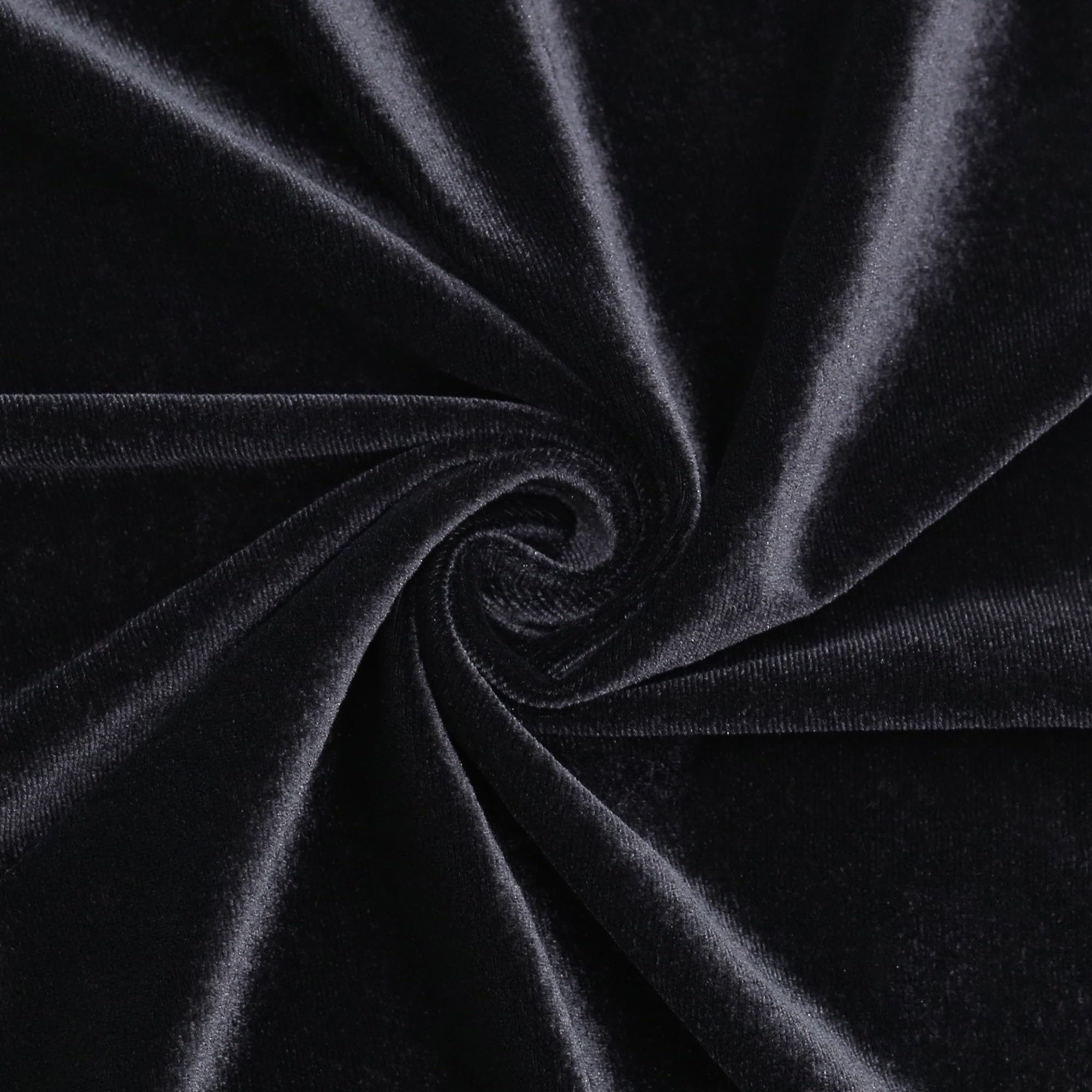 Stretch Velvet Fabric by The Yard Soft for Sewing Clothes, Apparel, Costume, Upholstery, Crafting Projects(Black,1 Yard)