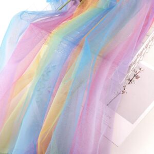 HAVII 63" × 8yard Rainbow Tulle Fabric Rolls Sheer Tulle Ribbon Netting Fabric Gradient Tulle Bolt Spool for Table Tutu Skirt Dress DIY Birthday Party Baby Shower Decorations