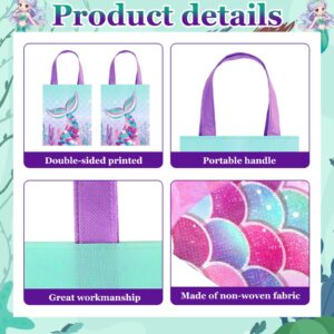 Photect 32 Pcs Mermaid Party Favor Bags Under the Sea Party Goodie Bags Marine Sea Animals Treat Bags Reusable Mermaid Theme Non Woven Tote Bags for Girls Birthday Ocean Party Baby Shower Supplies