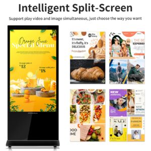 AYSTekMann 55" Digital Signage Displays, 4K LCD Capacitive Touch Screen Floor Standing Digital Signage, Indoor Digital Adverstising Kiosks with HDMI Input, Android 11(2+32GB)