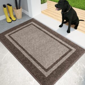 purrugs dirt trapper door mat 24" x 36", non-slip/skid machine washable entryway rug, shoes scraper, area rug, super absorbent welcome mat for muddy wet shoes and paws, beige & grayish brown