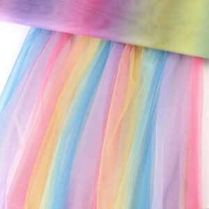 HAVII 63" × 8yard Rainbow Tulle Fabric Rolls Sheer Tulle Ribbon Netting Fabric Gradient Tulle Bolt Spool for Table Tutu Skirt Dress DIY Birthday Party Baby Shower Decorations