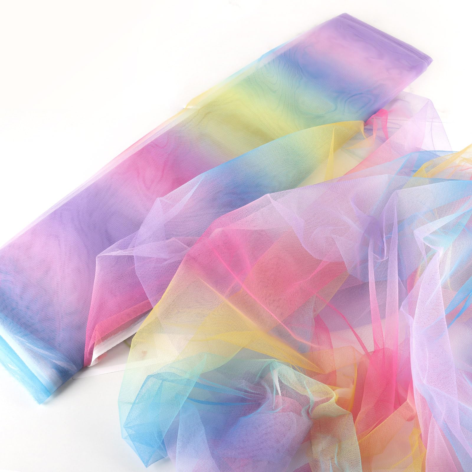 HAVII 63" × 8yard Rainbow Tulle Fabric Rolls Sheer Tulle Ribbon Netting Fabric Gradient Tulle Bolt Spool for Table Tutu Skirt Dress DIY Birthday Party Baby Shower Decorations