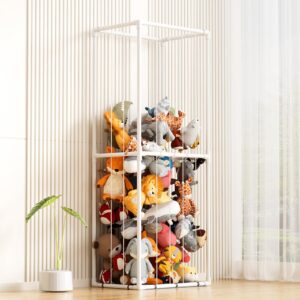 Glaf Stuffed Animal Storage Toy Organizer Corner Plush Zoo Toys Holder Large Standing Kids Shelf with Adjustable Length Elastic Band for Toddler Boys Girls for Bedroom Nursery Play Room