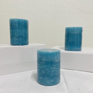 FLAVCHARM 3 Pack Green Candles (Slightly Deformed) - Ocean Breeze Scented Pillar Candles 3 x 4 Inch