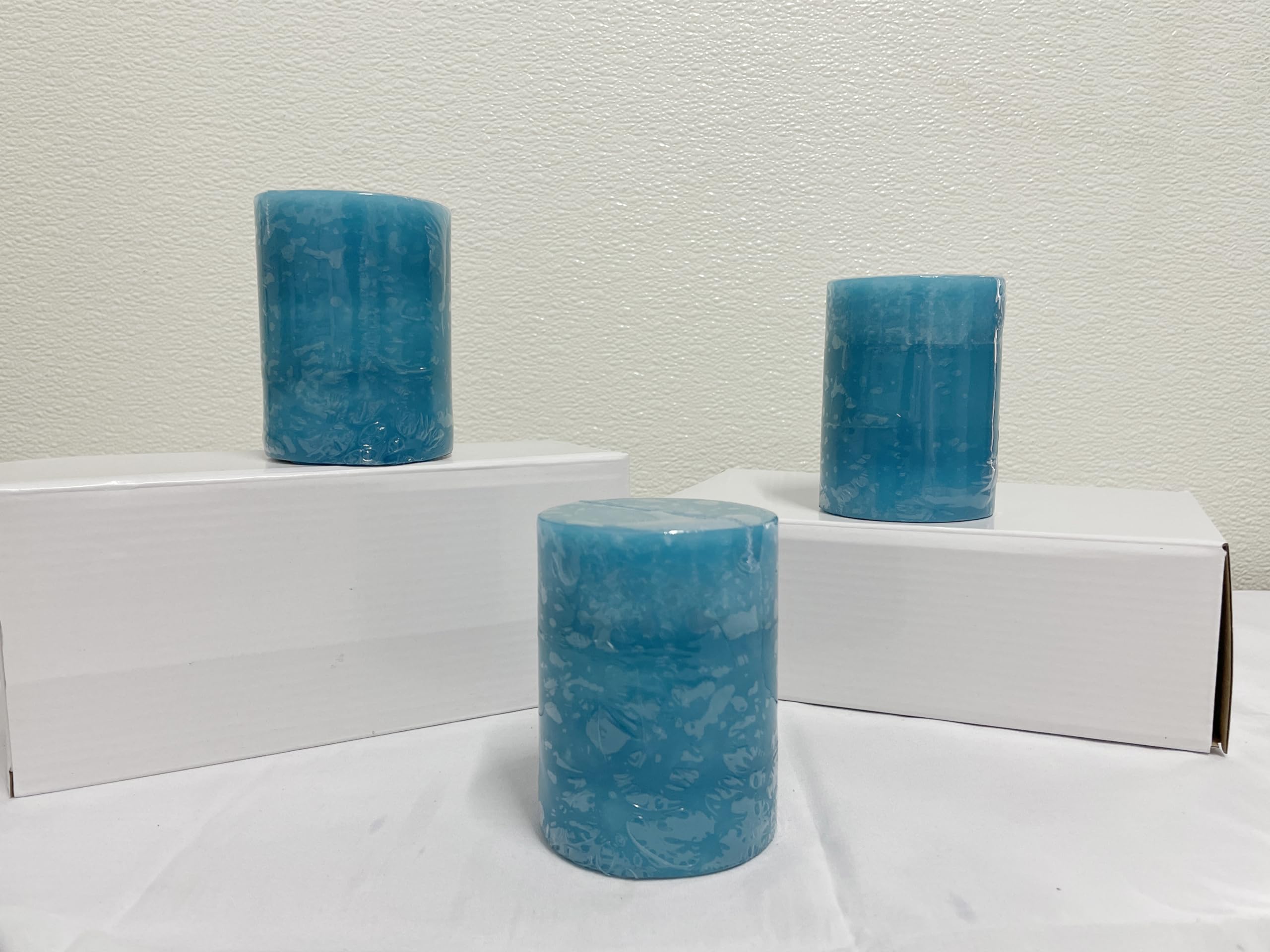 FLAVCHARM 3 Pack Green Candles (Slightly Deformed) - Ocean Breeze Scented Pillar Candles 3 x 4 Inch