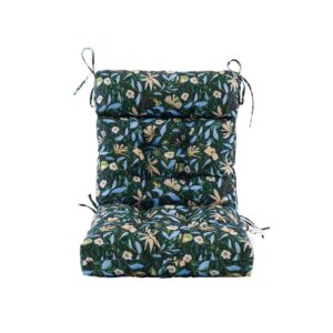 ARTPLAN Outdoor Chair Cushion,Adirondack Rocking High Back Tufted Thick Wicker Cushion with Ties for Patio Furniture,44"x21"x4",1 Count,Floral