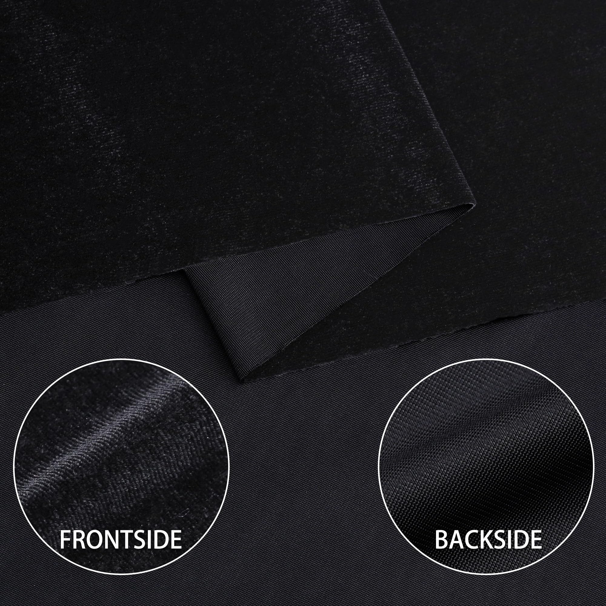 Stretch Velvet Fabric by The Yard Soft for Sewing Clothes, Apparel, Costume, Upholstery, Crafting Projects(Black,1 Yard)