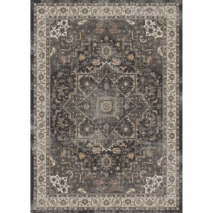 Floralux Washable Rug 3X5, Small Carpets for Bedroom (Dark Grey, 3x5Ft.)