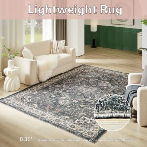 Floralux Washable Rug 3X5, Small Carpets for Bedroom (Dark Grey, 3x5Ft.)