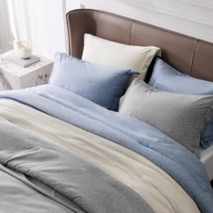 Bedsure Bundle of Ruched Sheet Set and Cationic Dyed Duvet Cover Set, Cal King Size