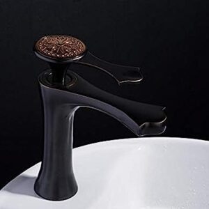 Kitchen Taps Vintage Black Bathroom Basin Faucet Copper Material Single Handle Bath Tap Spray Paint Cold and Hot Water Mixer