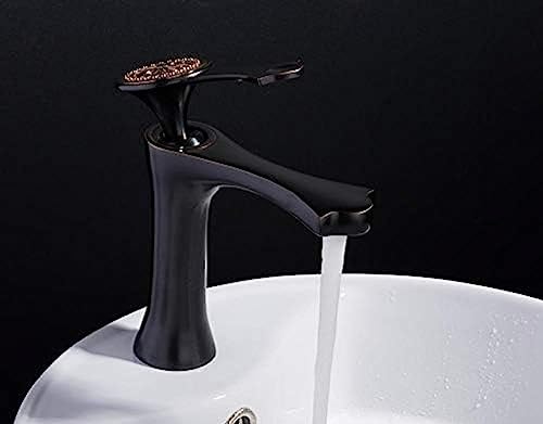 Kitchen Taps Vintage Black Bathroom Basin Faucet Copper Material Single Handle Bath Tap Spray Paint Cold and Hot Water Mixer