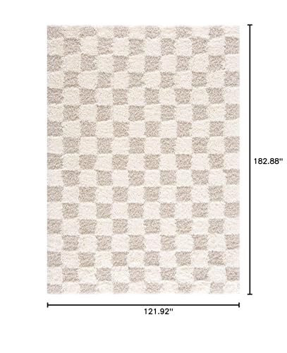 Hauteloom Etiler Living Room, Bedroom Area Rug - Contemporary - Plush Pile - Cream,Light Beige - 4' x 6'