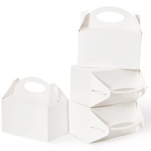 shallive 25 pcs small party treat boxes, 6 inch candy cookie goodie gift bags gable box for kids birthday party, white