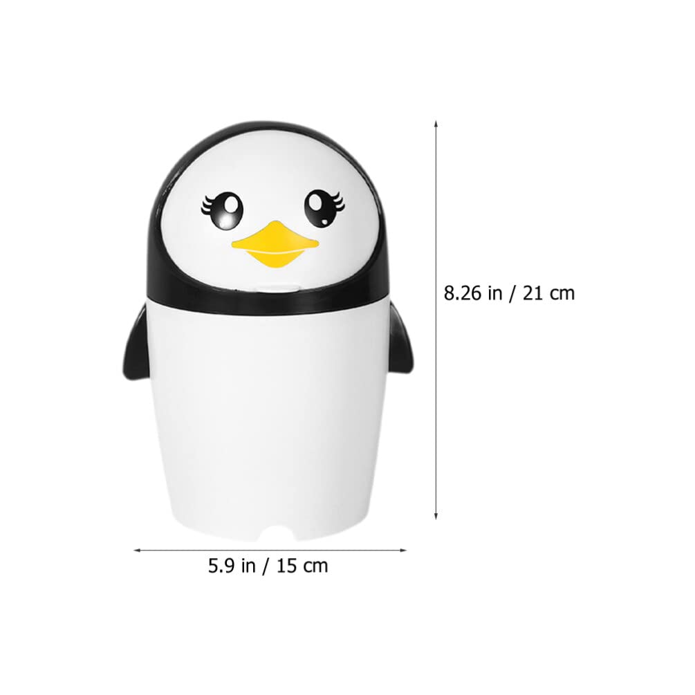 jojofuny Mini Trash Can Penguin Trash Bin Desk Garbage Can Animal Shaped Waste Bin Small Desktop Wastebasket Storage Container with Lid for Car Home Bedroom Office