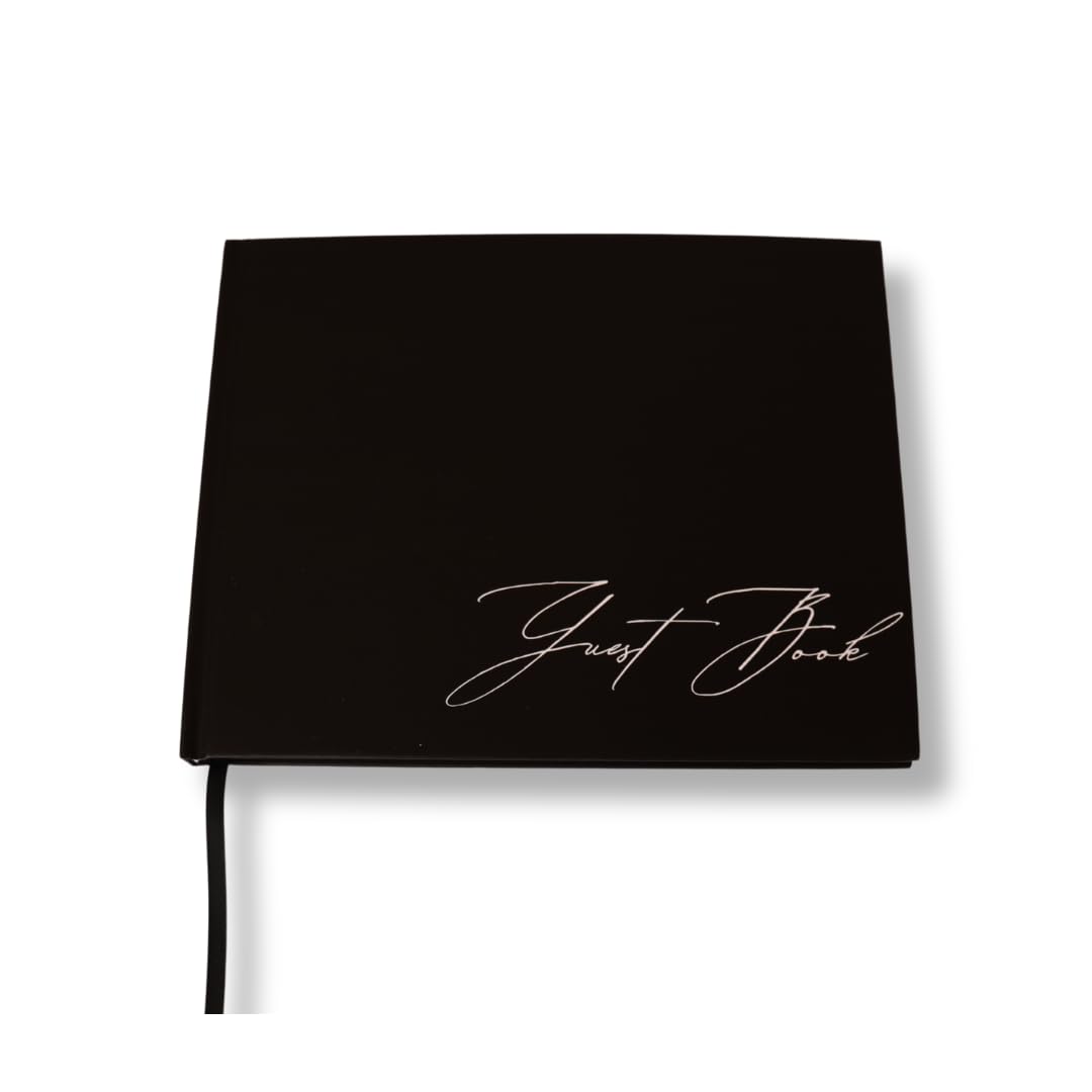 Elegant Guest Book for All Occasions with Complimentary Metal Ball Pen - Versatile Black Matte Cover, Perfect for Weddings, Baby Showers, Memorial Services, and Celebrations of Life