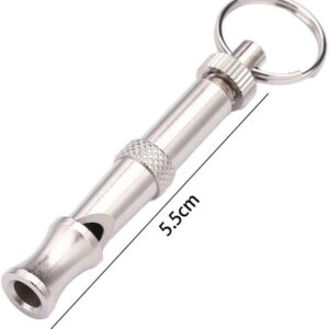 Silver Adjustable Ultrasonic Dog Whistle,Portable Whistle Pet Whistle Supersonic Whistle Dog Whistles for Pet Training，Training and Behavior Aids，Dog Whistles