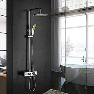 Kitchen Taps Brass Wall Mounted Bathroom Thermostatic Faucets Mixer Bath Shower Set With Square Shower Head Chrome Finish