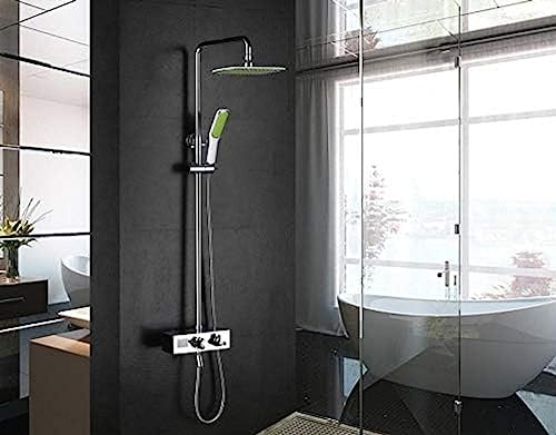 Kitchen Taps Brass Wall Mounted Bathroom Thermostatic Faucets Mixer Bath Shower Set With Square Shower Head Chrome Finish