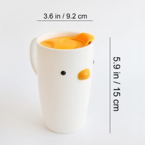 PURROOM Duck Coffee Mug with Lid, Travel Cup with Handle & Sealed Lid. 20 oz Cute Chick Tall Cup, Safety Ceramic. Best Gifts For Coffee Lover.