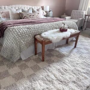 Hauteloom Etiler Living Room, Bedroom Area Rug - Contemporary - Plush Pile - Cream,Light Beige - 4' x 6'