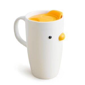 PURROOM Duck Coffee Mug with Lid, Travel Cup with Handle & Sealed Lid. 20 oz Cute Chick Tall Cup, Safety Ceramic. Best Gifts For Coffee Lover.