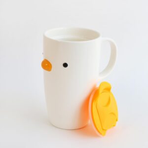 PURROOM Duck Coffee Mug with Lid, Travel Cup with Handle & Sealed Lid. 20 oz Cute Chick Tall Cup, Safety Ceramic. Best Gifts For Coffee Lover.