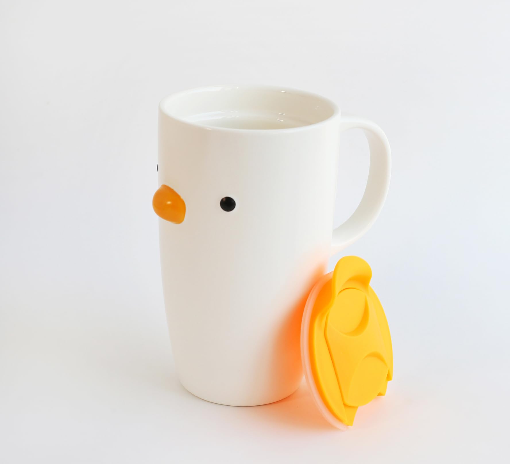 PURROOM Duck Coffee Mug with Lid, Travel Cup with Handle & Sealed Lid. 20 oz Cute Chick Tall Cup, Safety Ceramic. Best Gifts For Coffee Lover.