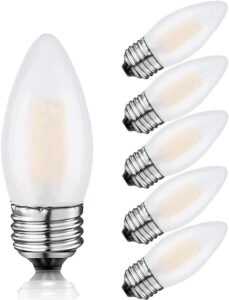 kodbpj e26 candelabra light bulbs frosted chandelier light bulbs 25watt equivalent 2700k warm white b11 torpedo tip dimmable 2w led decorative candle light bulbs (6)