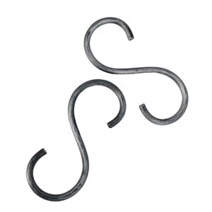 Living Ideas S Hook Hand Forged Metal S Hook Set of 2 Pcs Wrought Iron Handmade S Hook Heavy Duty 4.75 Inches S Hook for Hanging Plants, Pots, Coffee Mugs, Curtain Use Kitchen Utensil Hanging Hooks