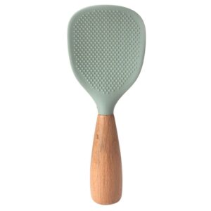 magiclulu silicone rice spoon kitchen utensils cooking ladle wooden rice paddle rice spatula korean rice paddle rice serving spoon scoop reusable rice spoon wood tablespoon handle