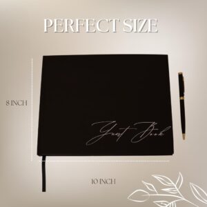 Elegant Guest Book for All Occasions with Complimentary Metal Ball Pen - Versatile Black Matte Cover, Perfect for Weddings, Baby Showers, Memorial Services, and Celebrations of Life