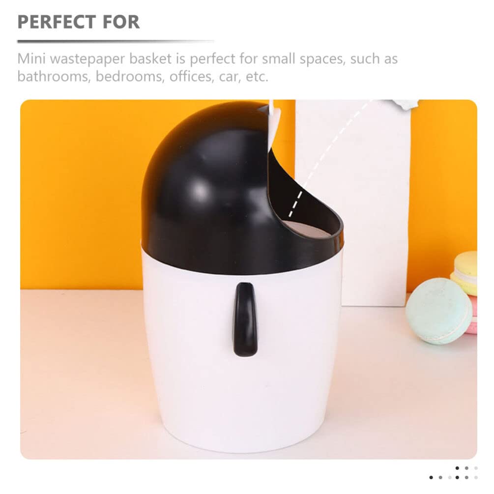 jojofuny Mini Trash Can Penguin Trash Bin Desk Garbage Can Animal Shaped Waste Bin Small Desktop Wastebasket Storage Container with Lid for Car Home Bedroom Office