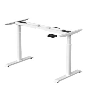 fromann 3 tier oval legs dual motor electric standing desk frame height adjustable handset with usb a+ c ports sit stand up desk base (white)