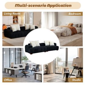 104" 4 Seaters Cloud Modular Corduroy Upholstery Sectional Sofa Couch,Modern Living Room Upholstered Furniture Deep Seat Sofa & Couch with 4PCS Pillows and Rubber Wood Legs for Home Office Apartment