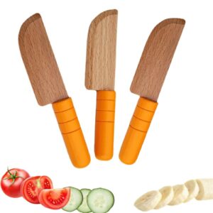 nwsrayu 3 pieces wooden kids knife toddler knife for chopping kids knifes for cooking toddler knives children's safe knives cutting veggies fruits, kitchen tool for 3-10 years old