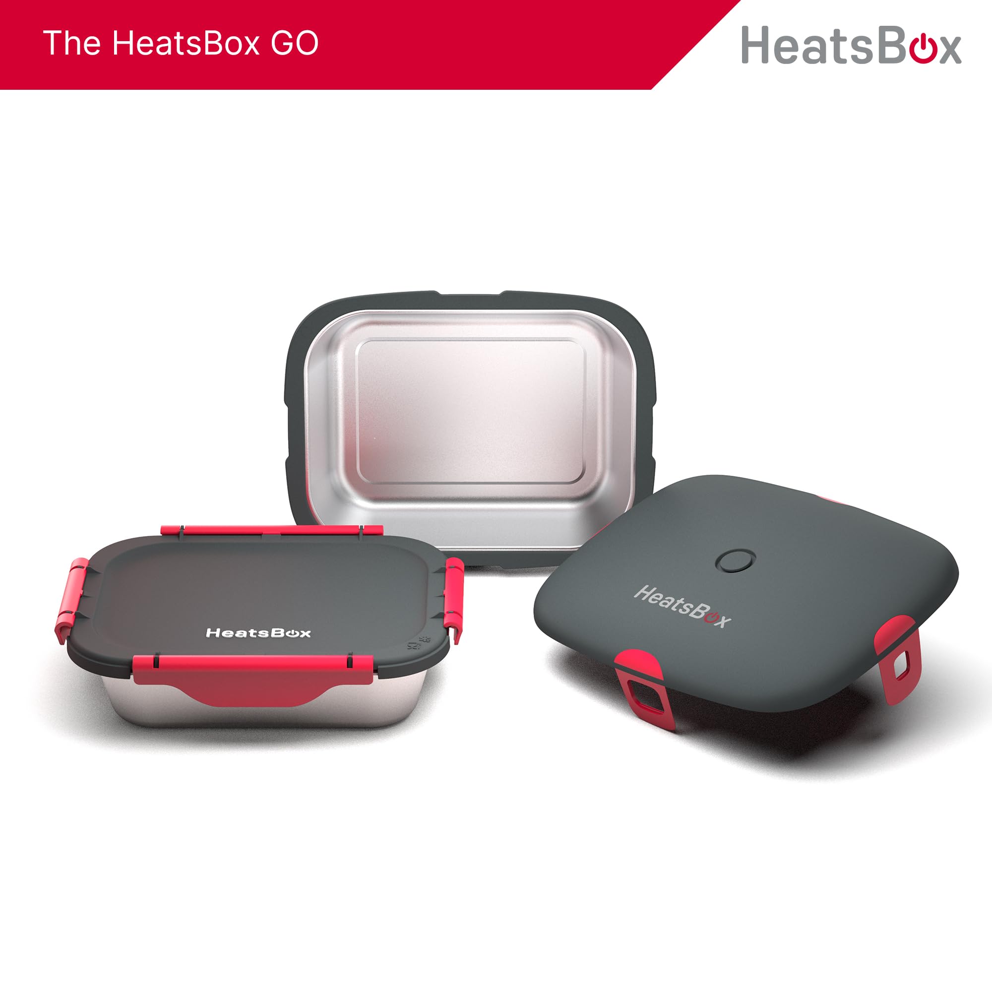 HeatsBox Electric Lunch Box 100W Portable Food Warmer | App Control | Car, Truck, Office, Outdoor Work | 31oz Stainless Steel Battery Powered Self Heating Lunchbox | 12V 24V 110V | Ideal Gift