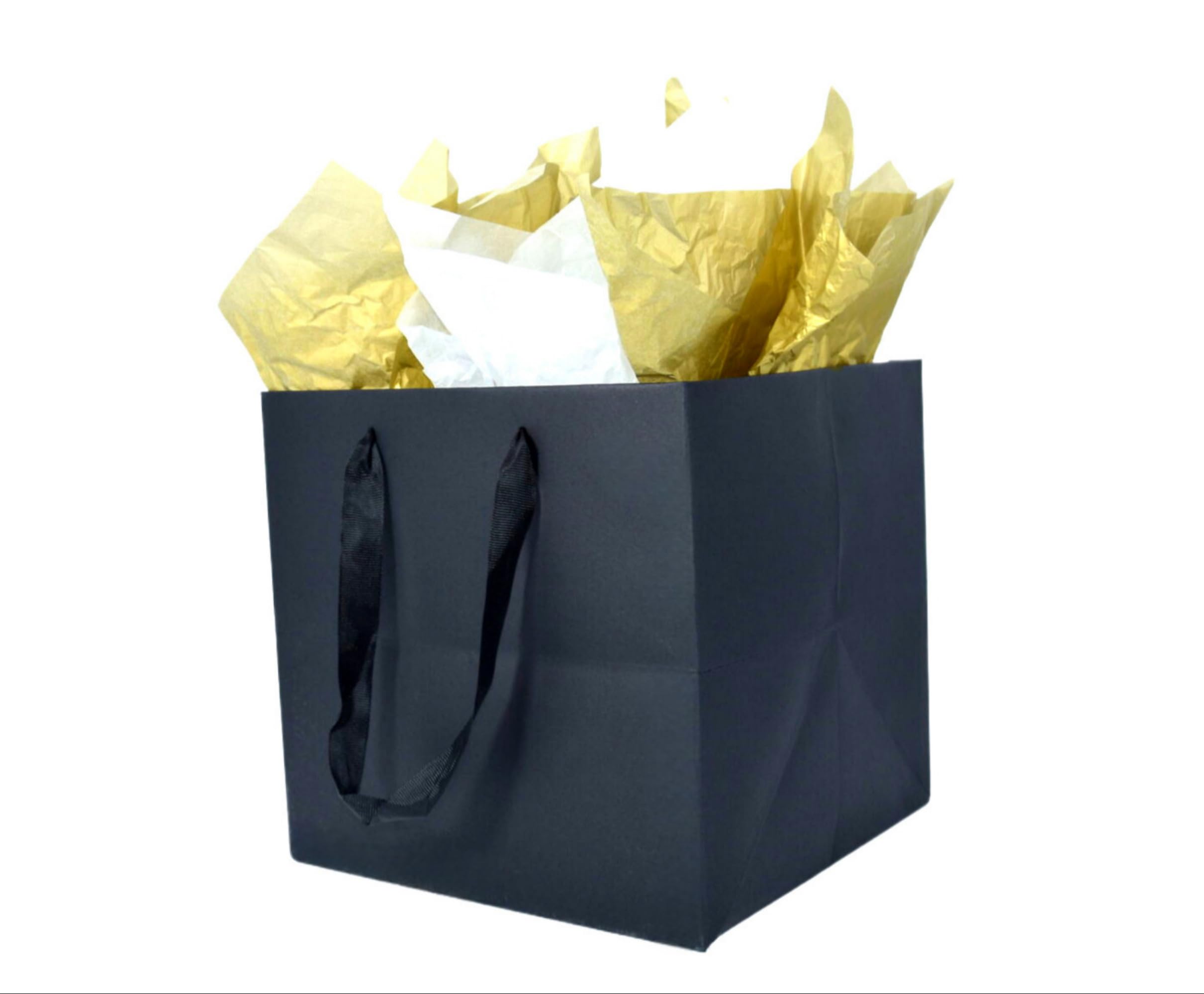 JUNESHE Large Black Gift Bag with Handles &Tissue Paper, 11.8 inch Square Giant Gift Bag, XL Big Gift Bag Large, Superior Extra Large Gift Bags, Birthday, Wedding Gift Bags Large Size