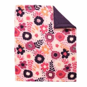 Life Comfort Ultimate Sherpa Fleece Children's Pink and Purple Floral Fleece Blanket