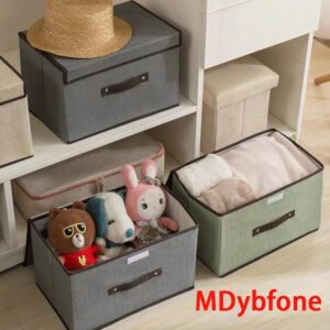 MDybfone 3-Pack Fabric Storage Bins with Lid,Small Storage Box with Lid for Home Organization, Perfect for Bedroom, Living Room, and Baby Room,Flip Top|Green