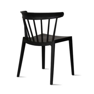 2xhome Set of 2 Stackable Modern Plastic Low Back Windsor Dining Chairs with Spindle Back for Kitchen Indoor Outdoor Patio Office Black