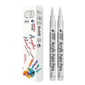 tfive white paint marker paint pens - 2 pack acrylic permanent marker, 0.7mm extra fine tip paint pen for art projects, drawing, rock painting, ceramic, glass, wood, plastic, metal, canvas diy crafts