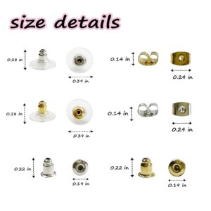 Mevodeata Earring Backs 6 Styles 170 Pcs, Hypoallergenic Metal Earring Backs, Bullet Shape Safety Earring Backs Replacements for Earring Studs Hoops